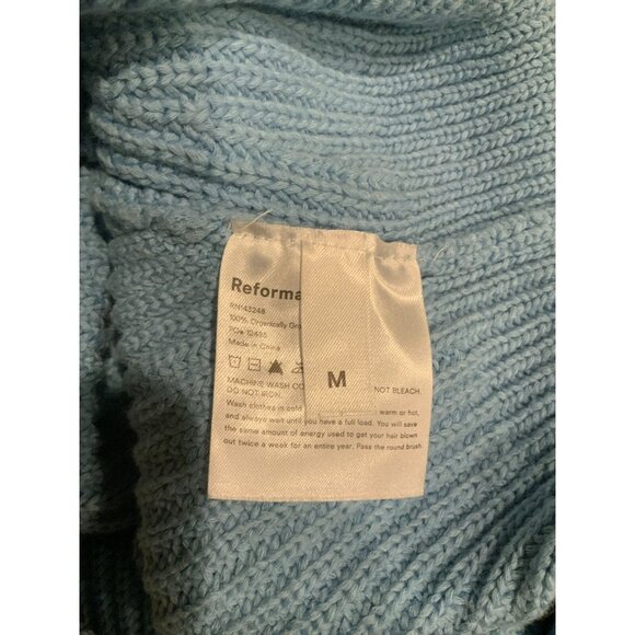 Reformation Blue Knit Cropped Sweater Crew Neck, Size Medium - Picture 9 of 9